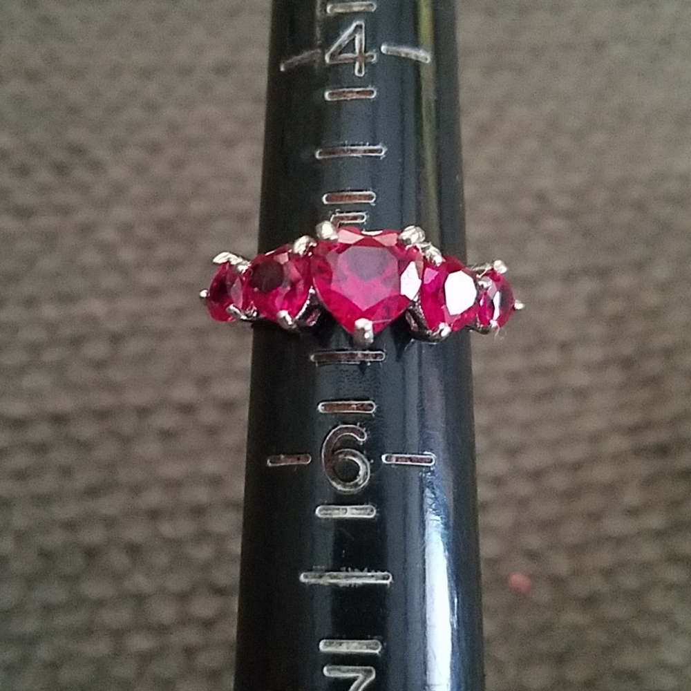 Heart silver and ruby ring